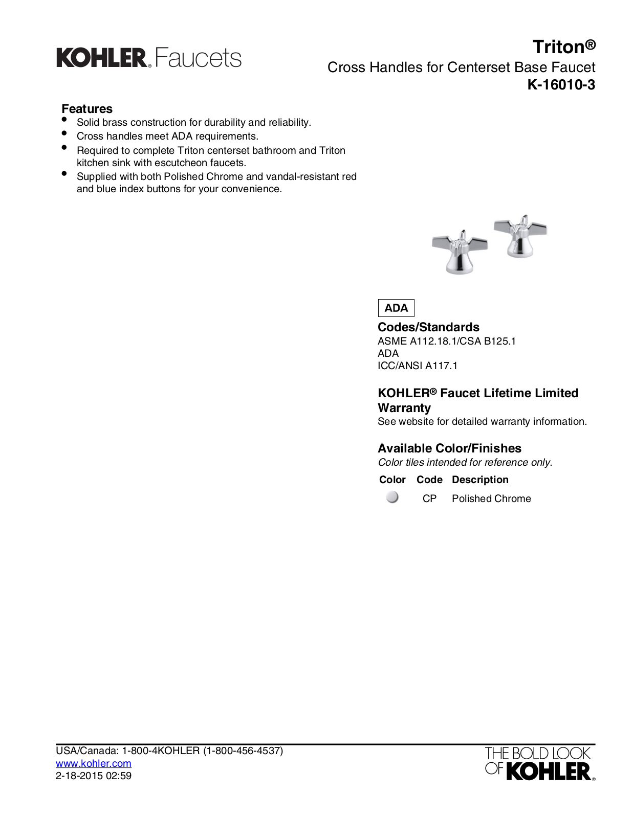 Kohler KOH5985 Specifications - ManualMachine.com
