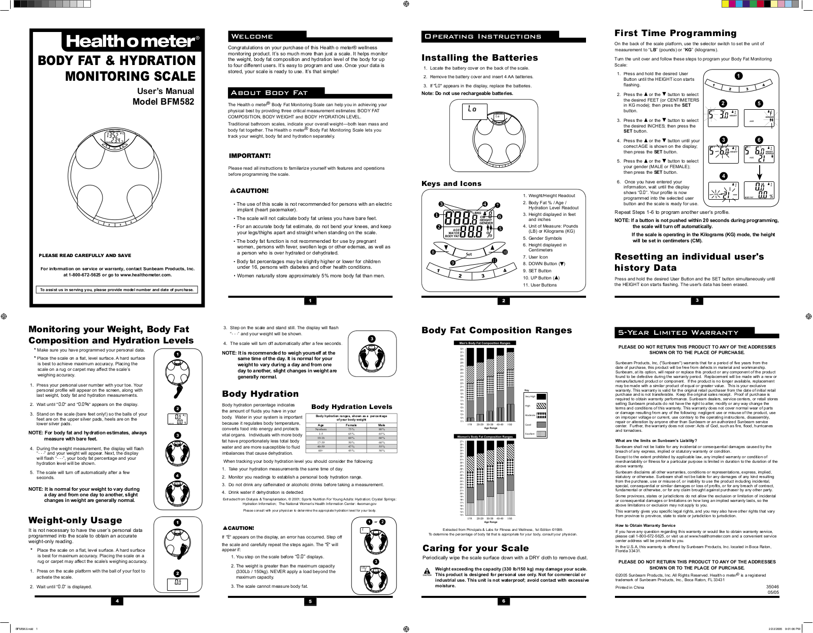 Health o meter BFM582-63 Owner's Manual