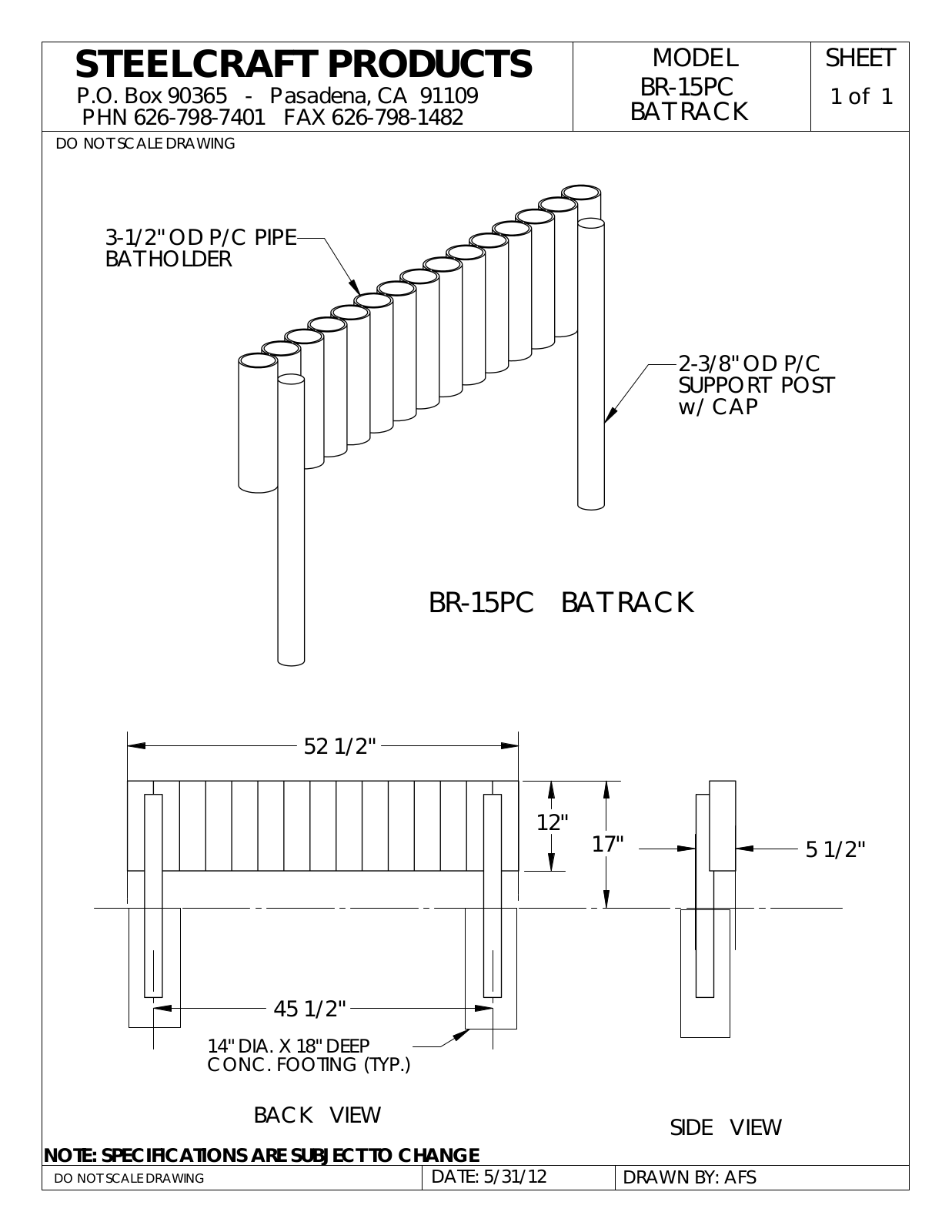 LA STEELCRAFT BR-15PC User Manual