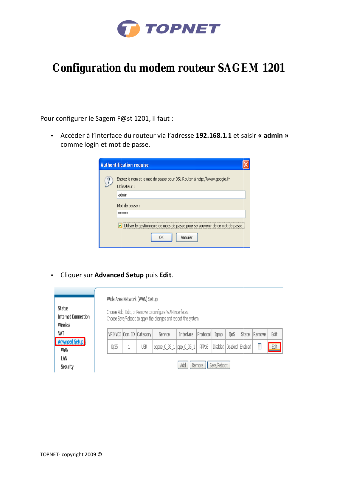 Sagem 1201 User Manual