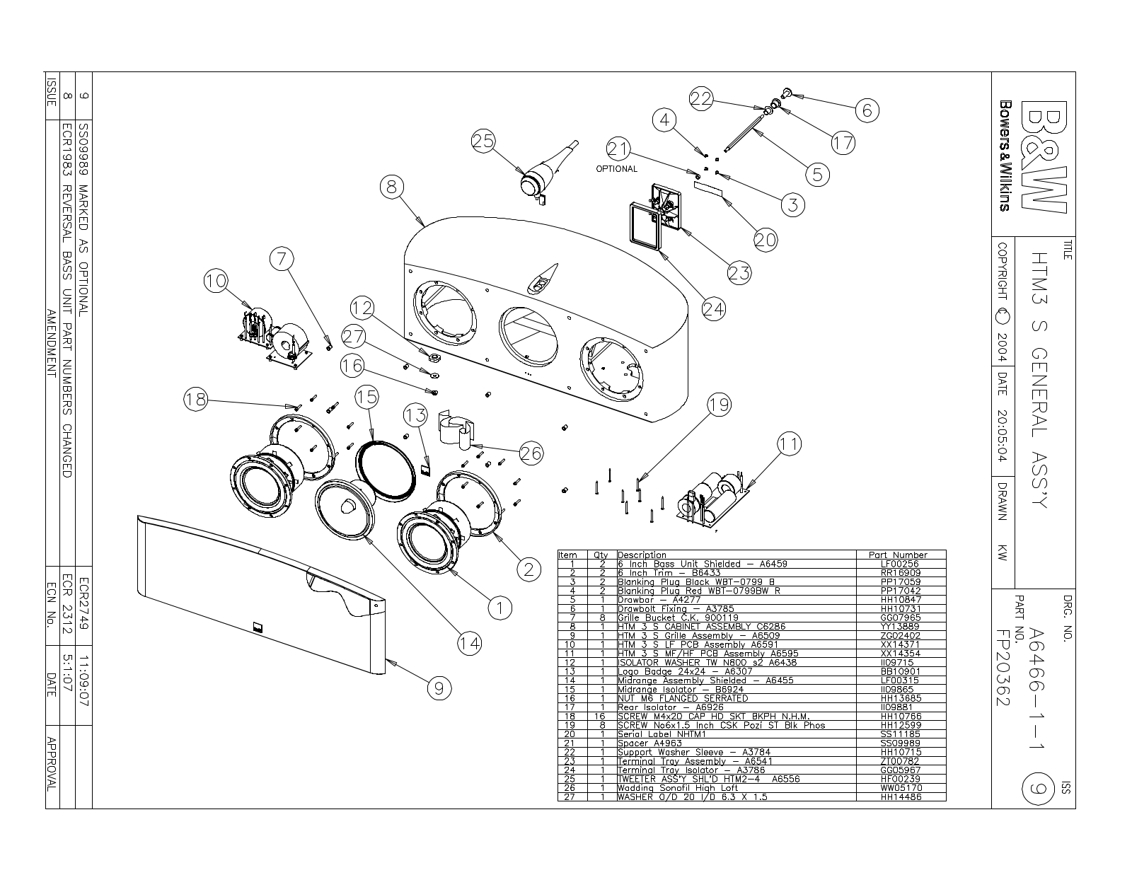 Bowers and Wilkins HTM-3-S Service manual