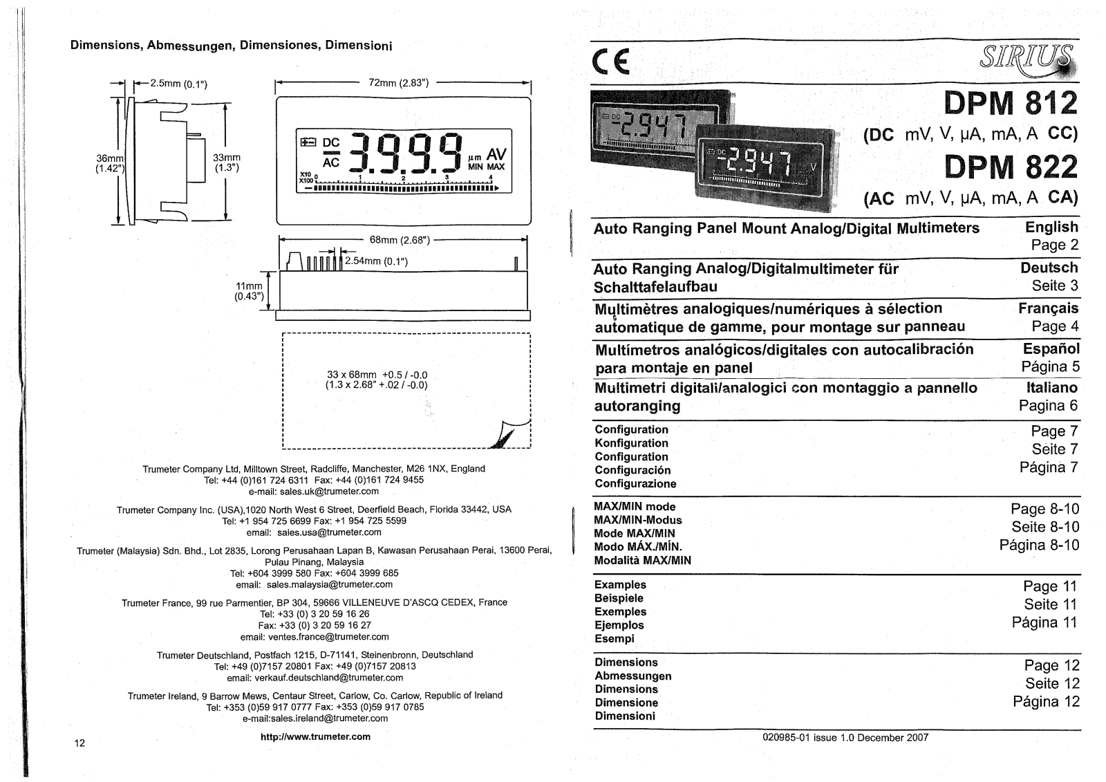 Trumeter DPM 822 User guide