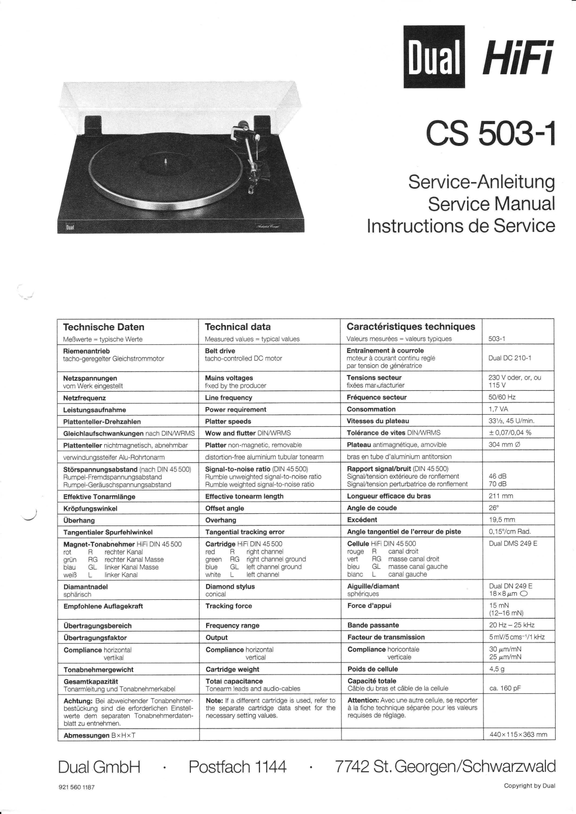 Dual CS-503-1 Service Manual