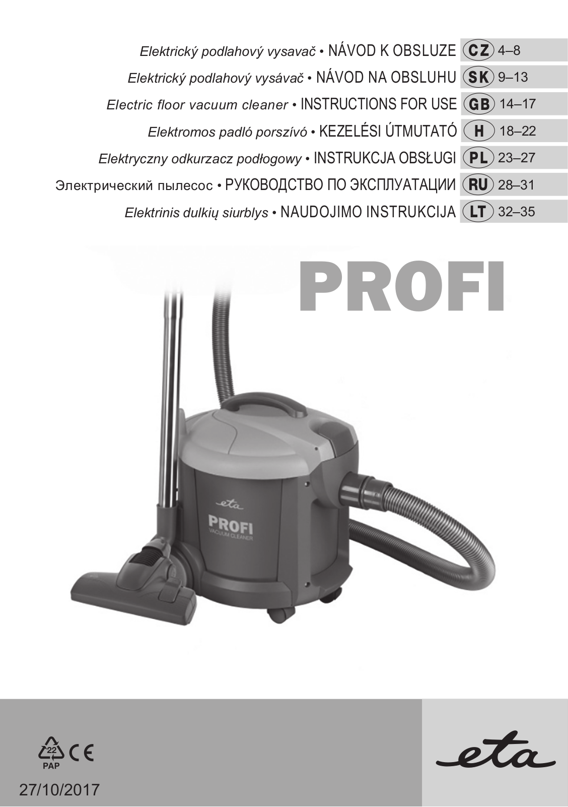 ETA Profi 0467 90000, Profi 046790010 User Manual