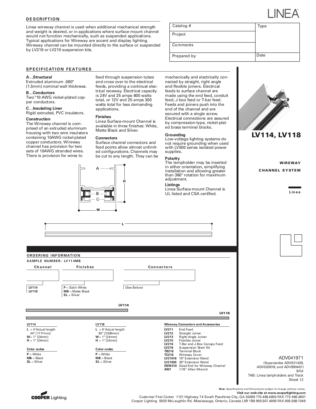 Cooper Lighting LV118, LV114 User Manual