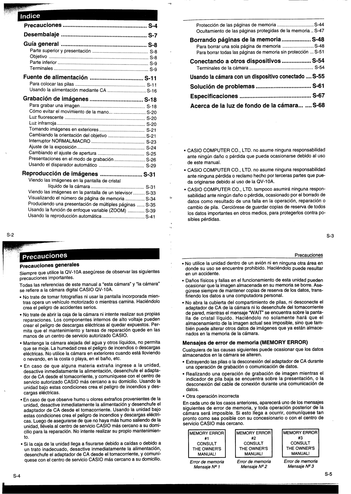 Casio QV-10A User Manual