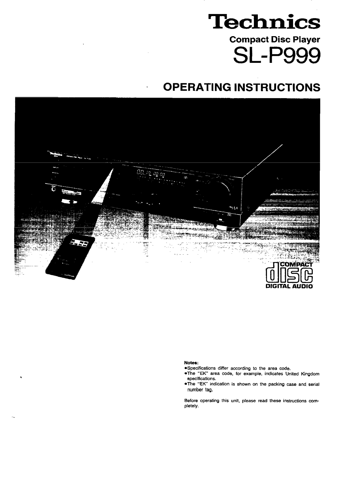 Panasonic SL-P999 User Manual