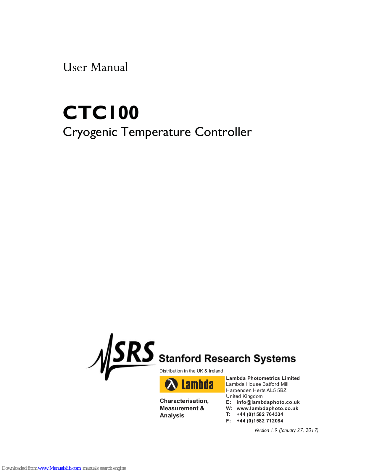 SRS Labs CTC100 User Manual