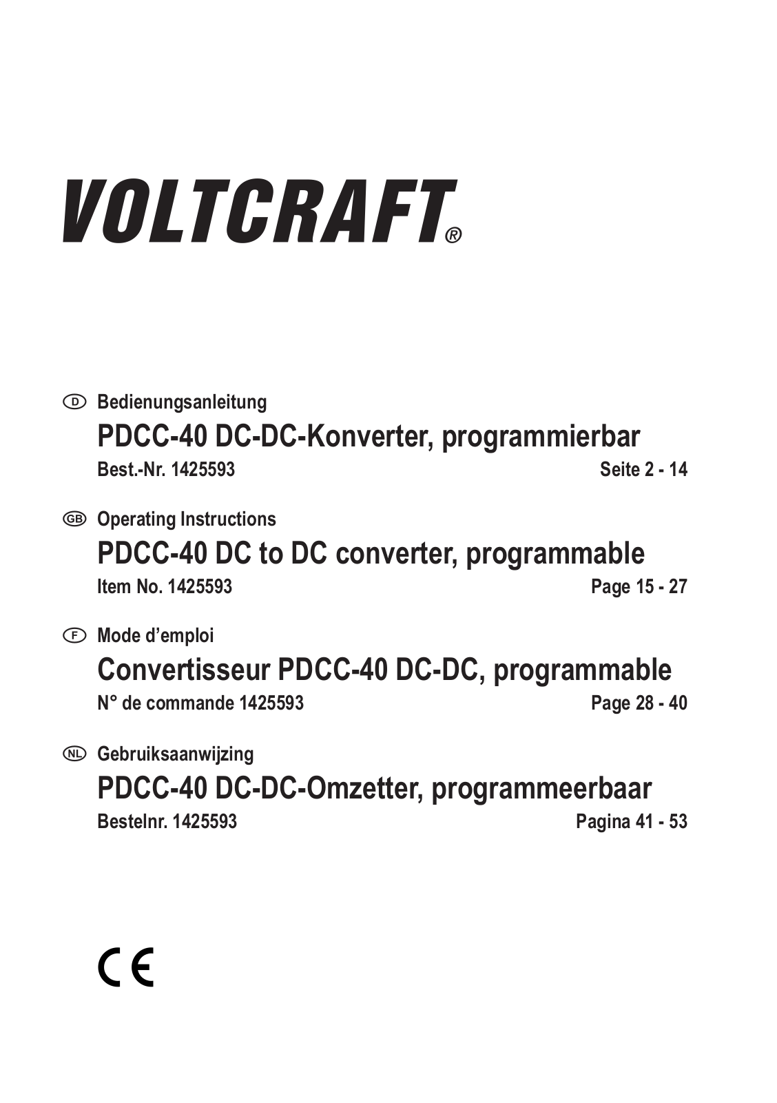 VOLTCRAFT PDCC-40 User guide