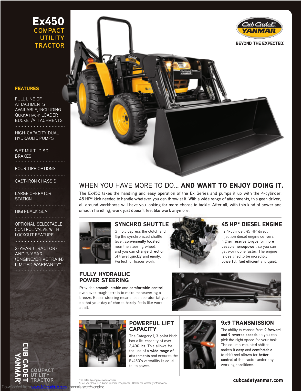 Cub Cadet Yanmar Ex450 Brochure & Specs