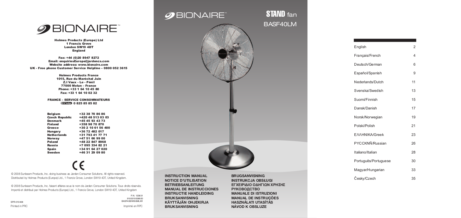 BIONAIRE BASF40LM User Manual