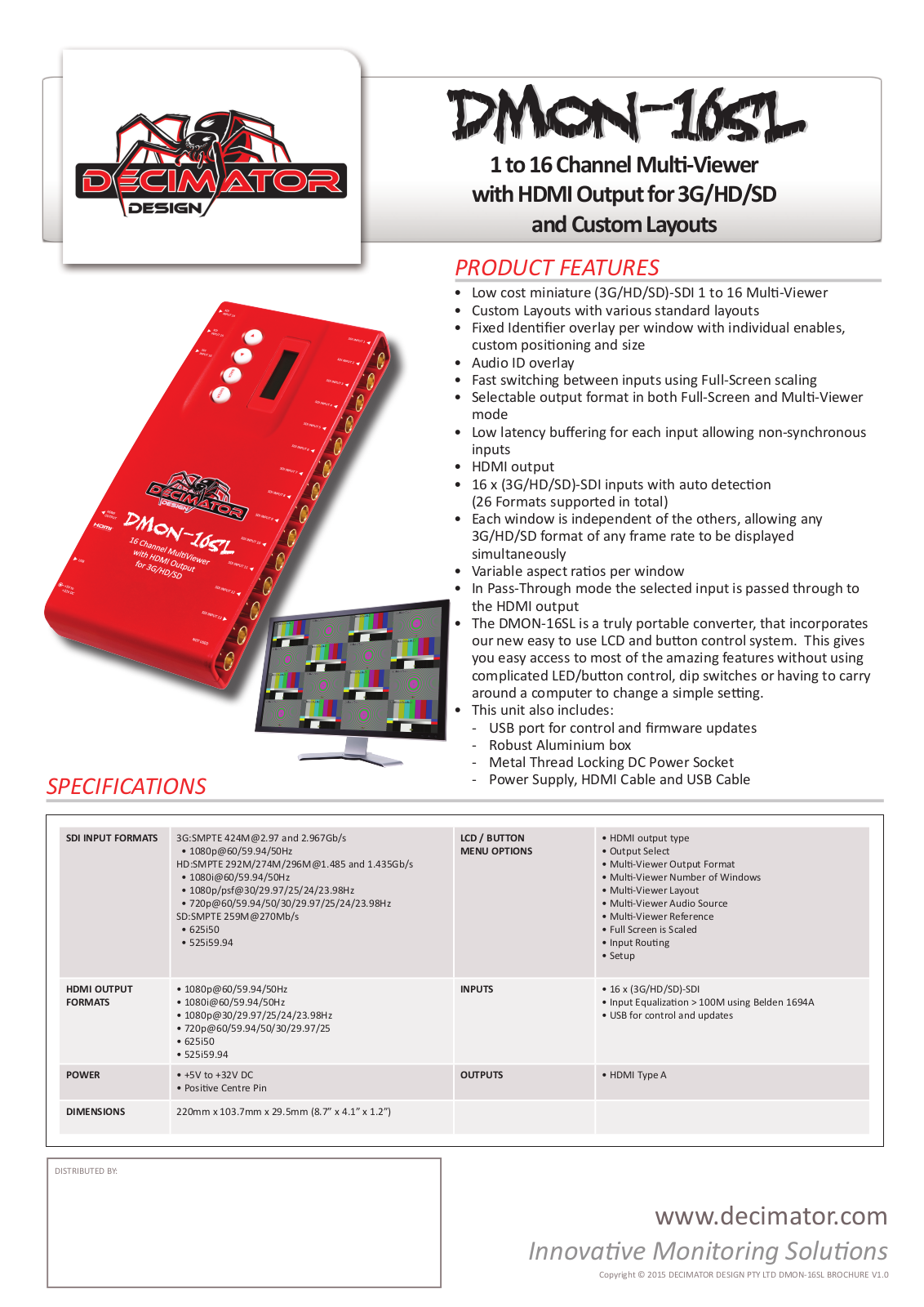 Decimator DMON-16SL User Manual