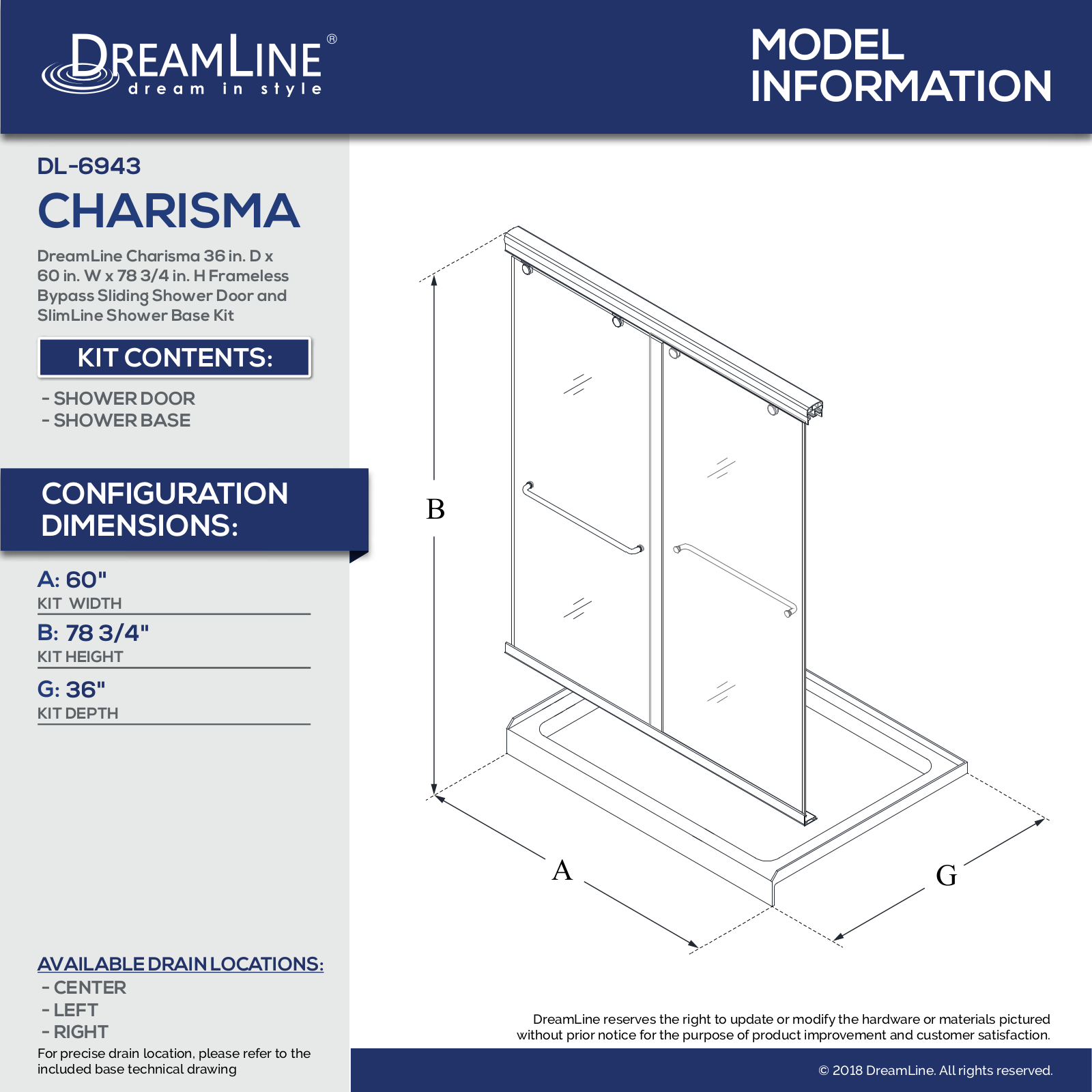 DreamLine DLN2632 Specifications & Dimension - ManualMachine.com