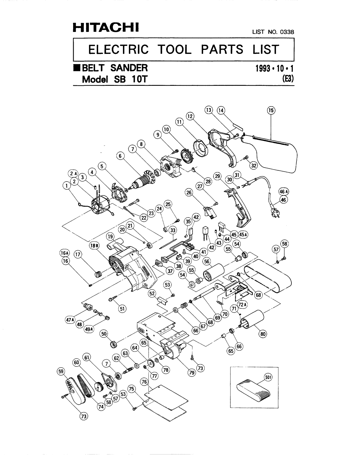 Hitachi SB10T PARTS LIST