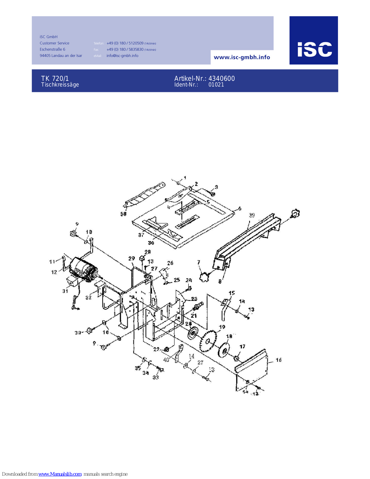 ISC TK 720/1 Operating Instructions Manual