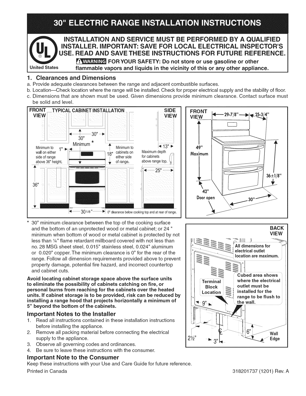Frigidaire FGEF302TNFA, FGEF306TMBC, FGEF306TMFB, FGEF306TMFC, FGEF306TMFD Installation Guide - ManualMachine.com
