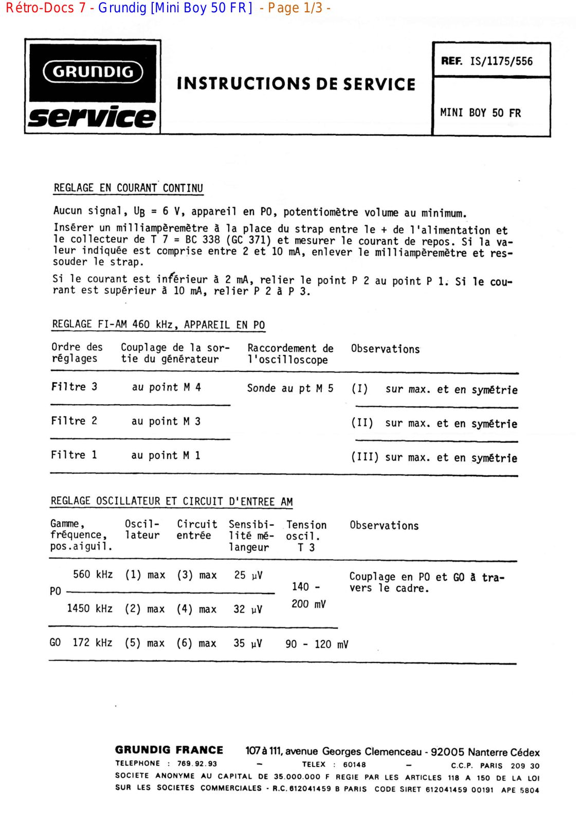 Grundig Mini-Boy-50-FR Service Manual