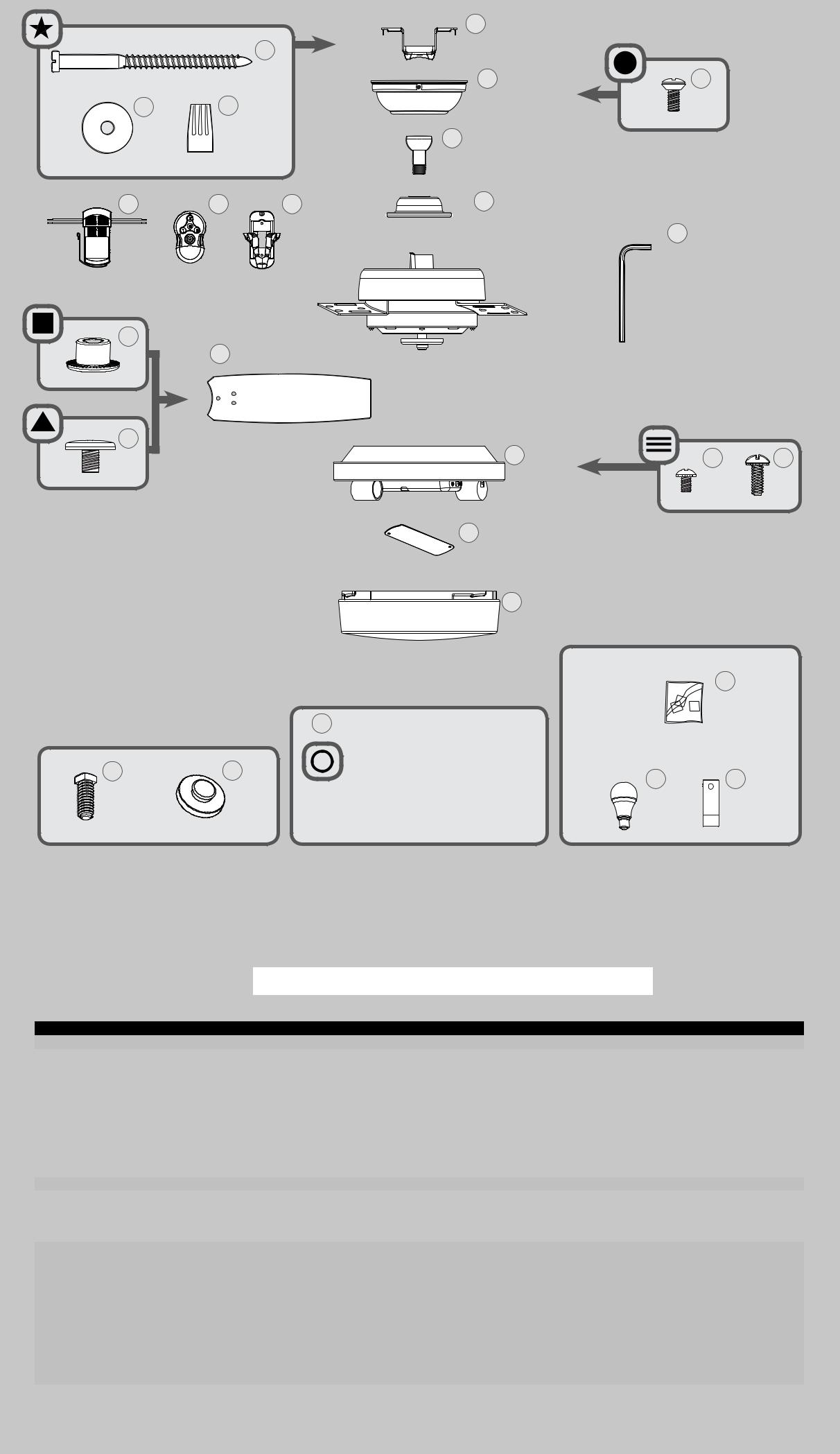 Hunter 59210, 59211, 59157, 59169 Parts Guide