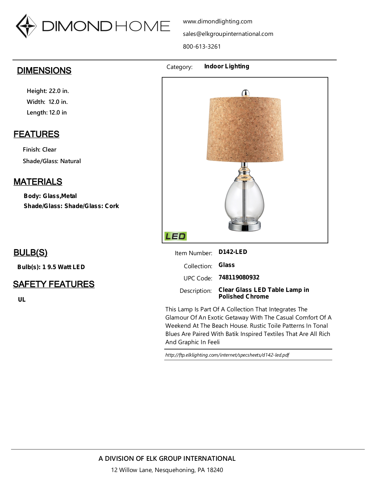 ELK Home D142LED User Manual