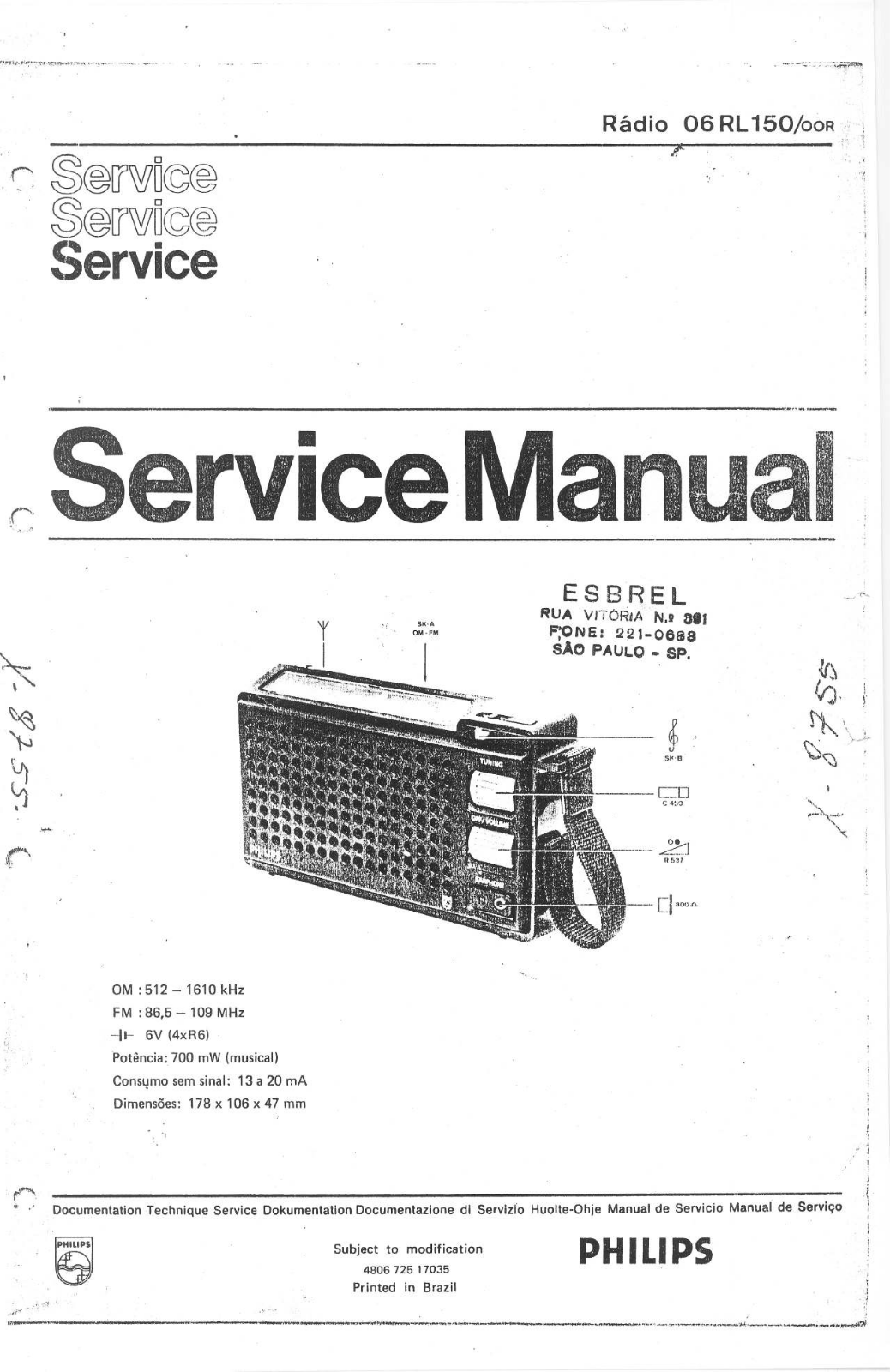 Philips 06RL150 Schematic