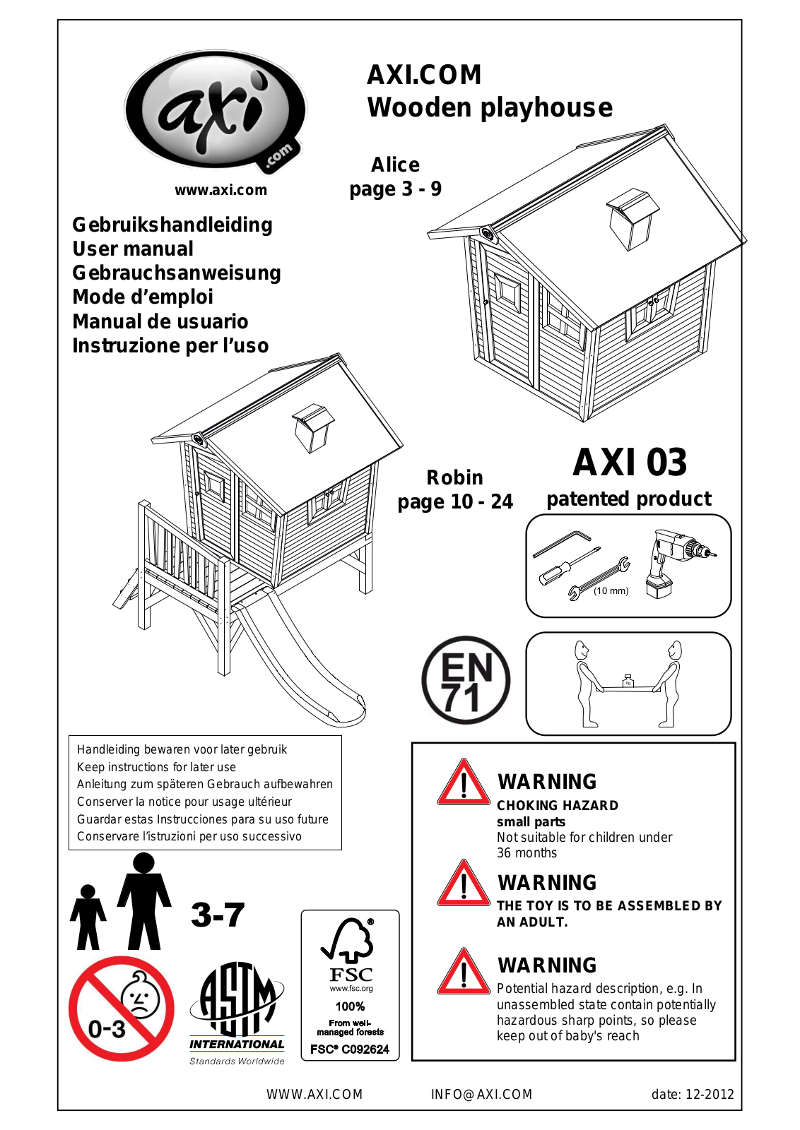 AXI Alice, Robin User Manual