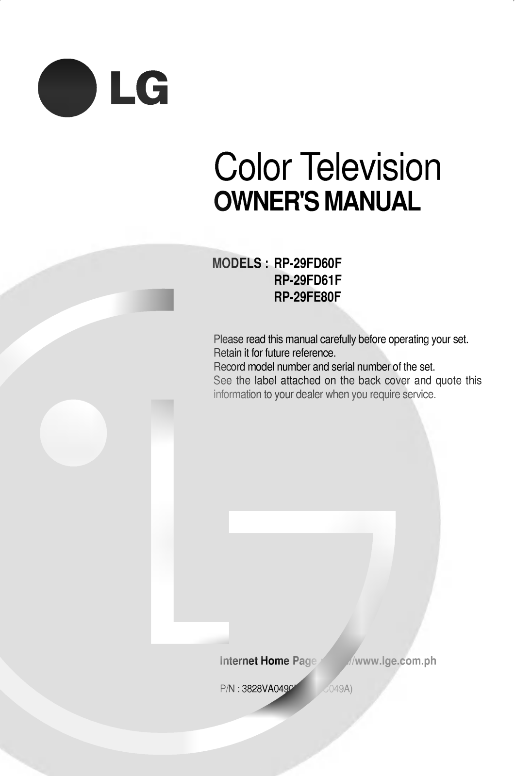 LG RP-29FD61F Manual book