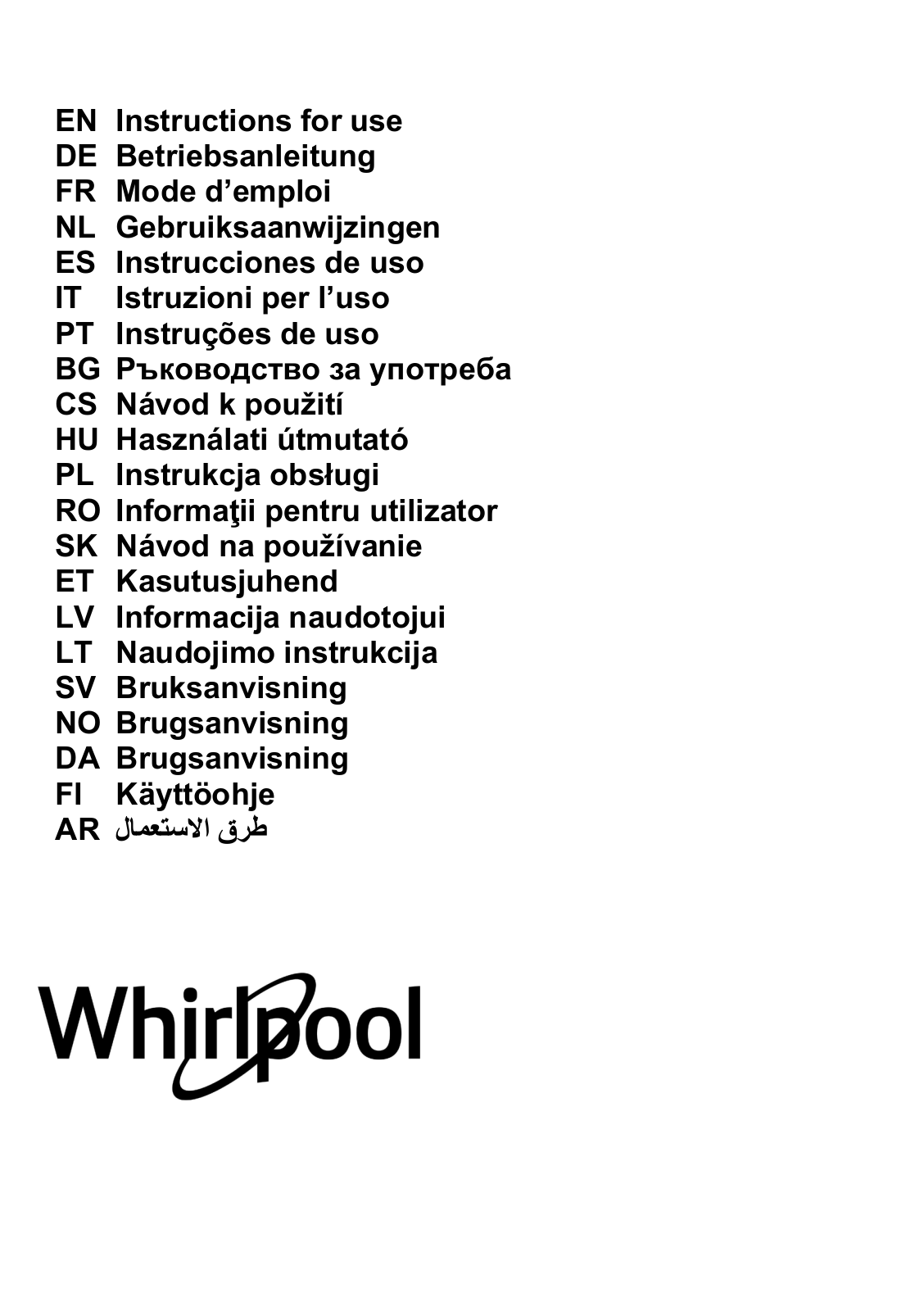 WHIRLPOOL WHVF 93F LT K User Manual