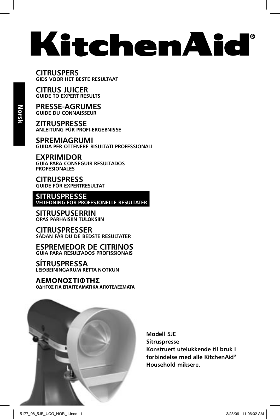 KITCHENAID 5JE User Manual