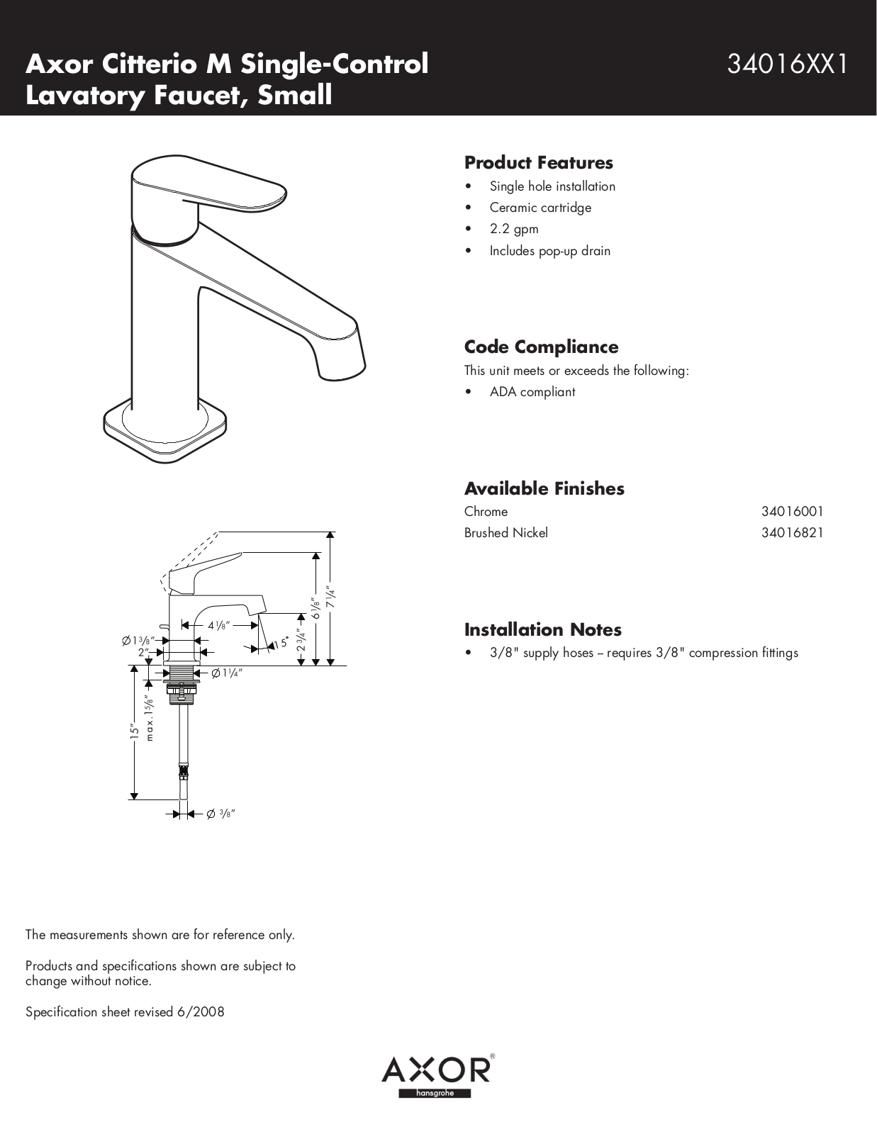 Hans Grohe 34016XX1 User Manual