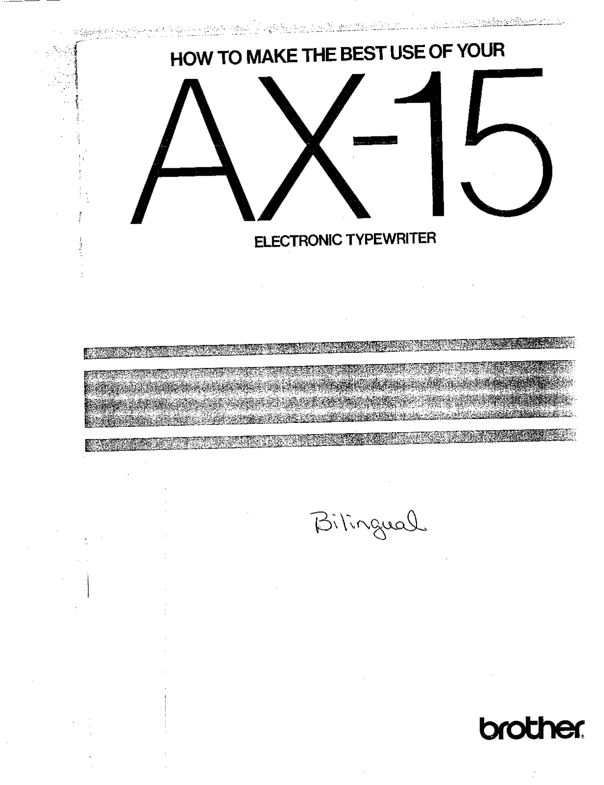 Brother AX-15 Owner's Manual