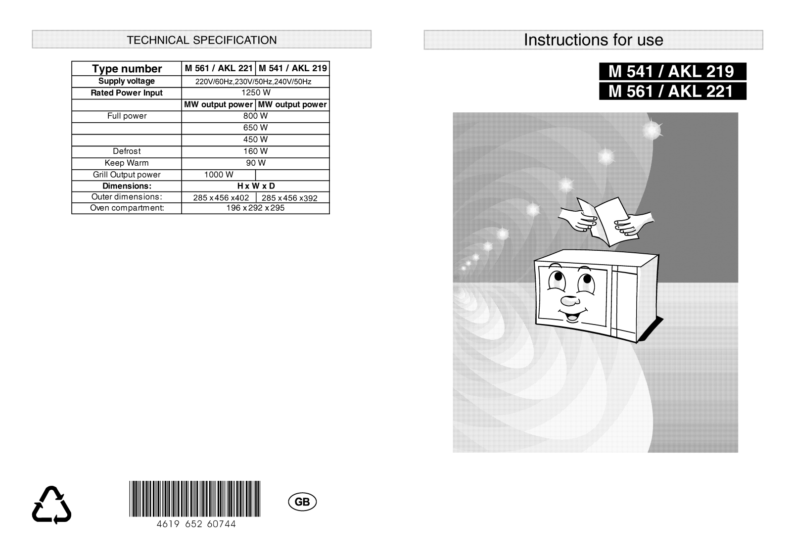 Whirlpool AKL 221/WH, AKL 219/WH INSTRUCTION FOR USE