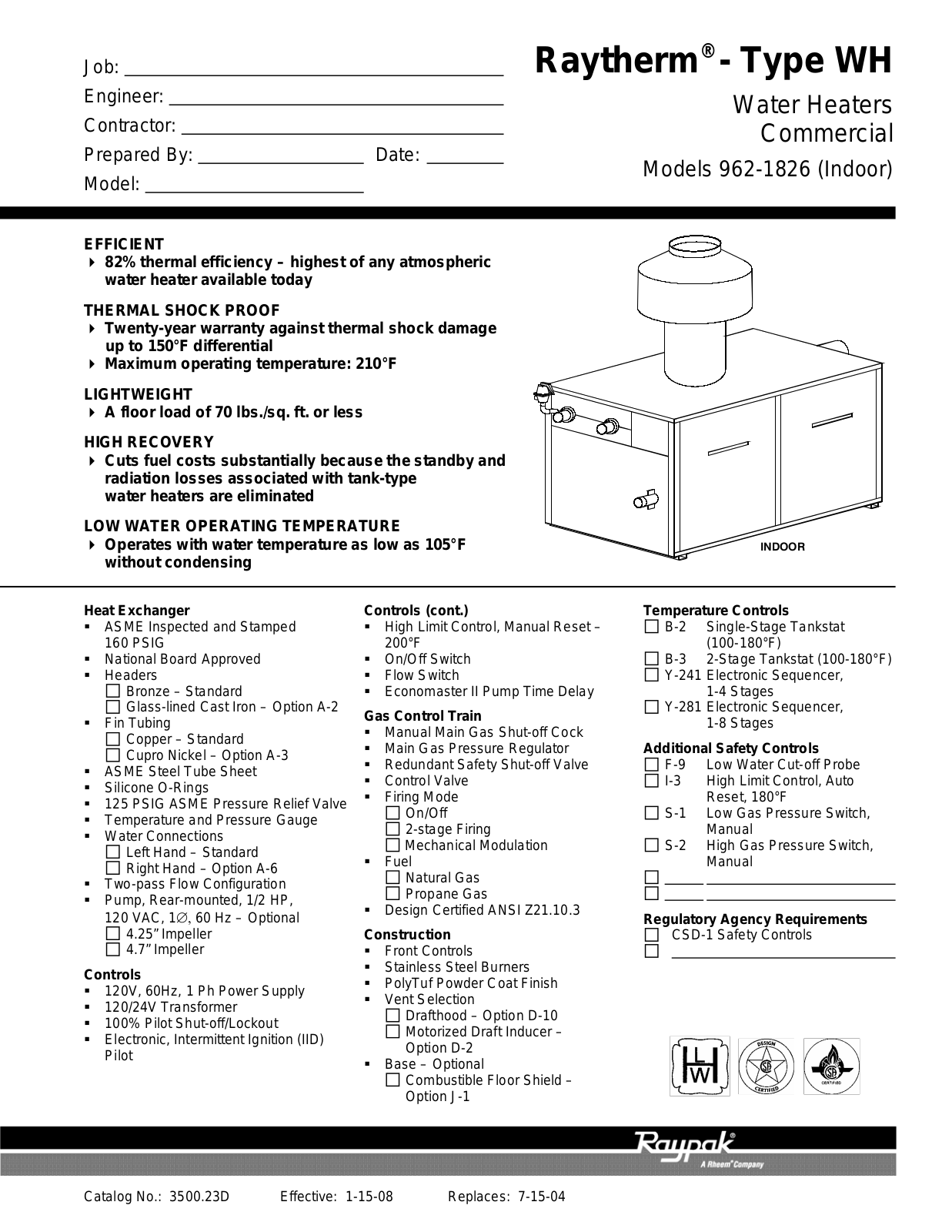 Raypak 962-1826 User Manual