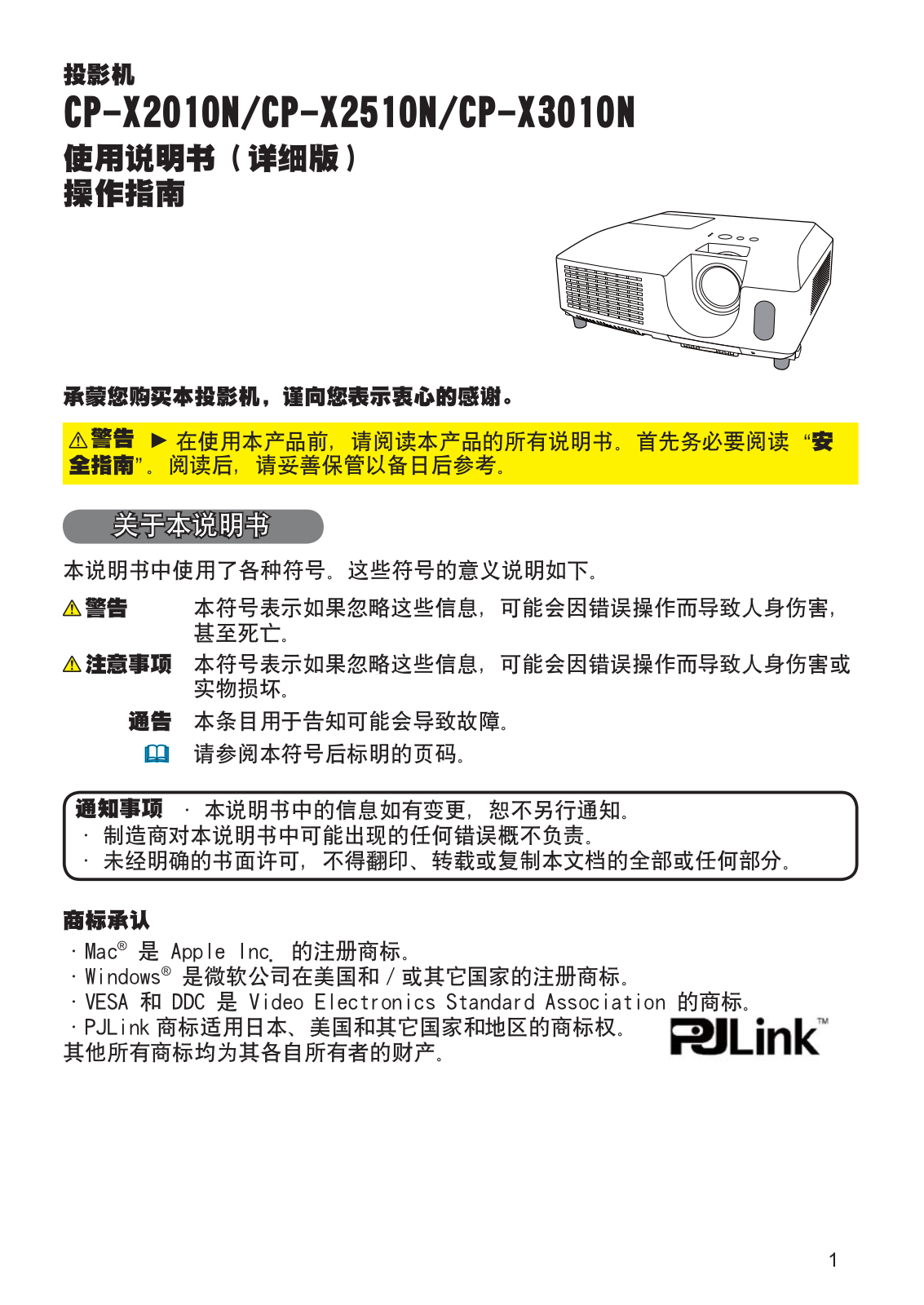 Hitachi CP-X3010NEF, CP-X2510NEF User Manual