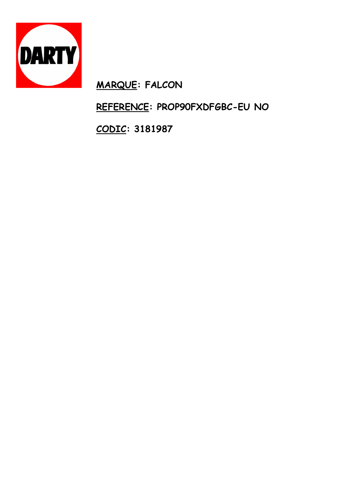 FALCON PROP90DFSSCE, Prop 90 Fxdfcrc User Manual