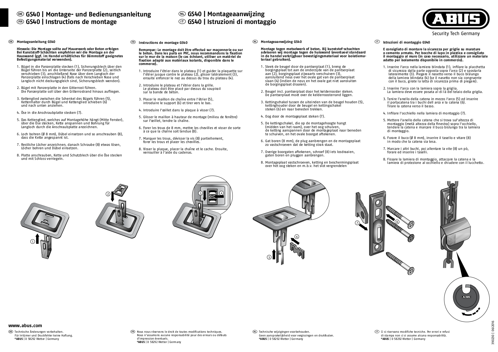 ABUS GS40 Assembly instructions