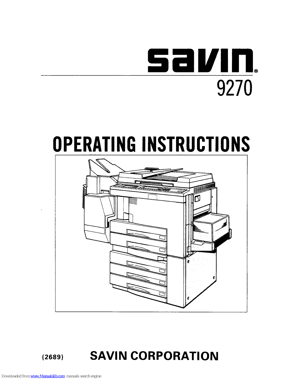 Savin 9270 Operating Instructions Manual