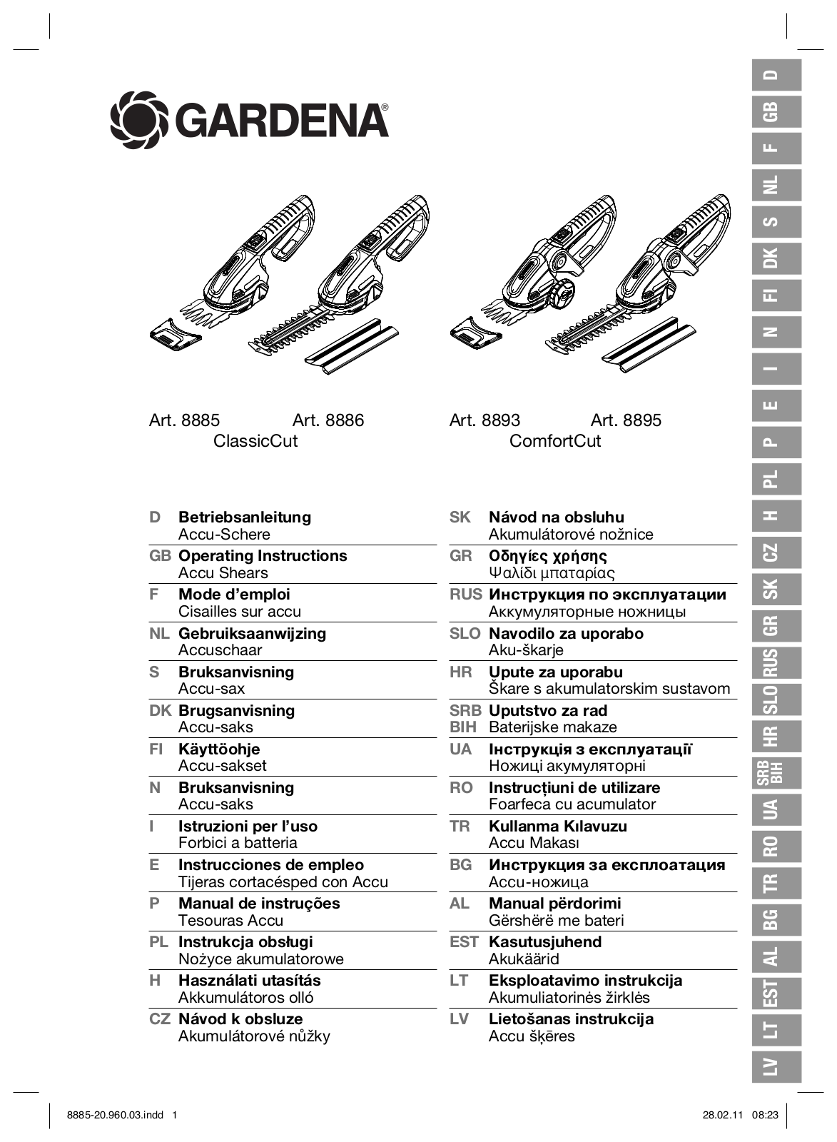 GARDENA ClassicCut, ComfortCut Operating Instructions