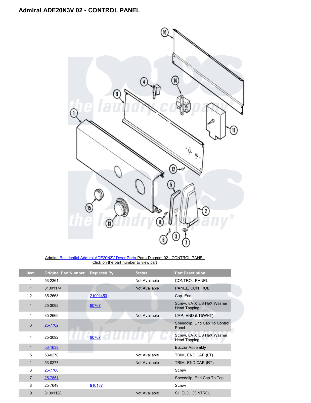 Admiral ADE20N3V Parts Diagram