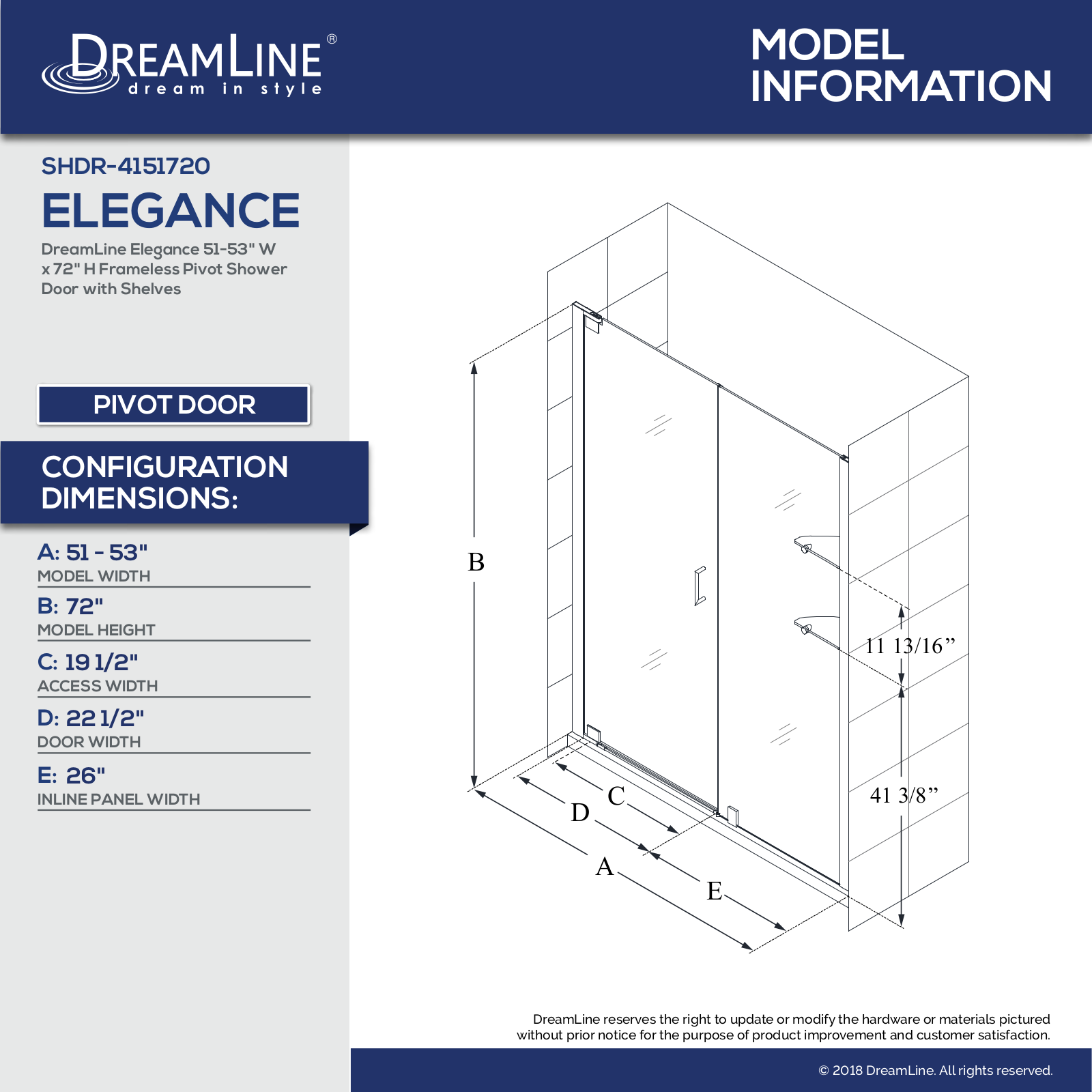 DreamLine DLN2721 Specifications & Dimension - ManualMachine.com