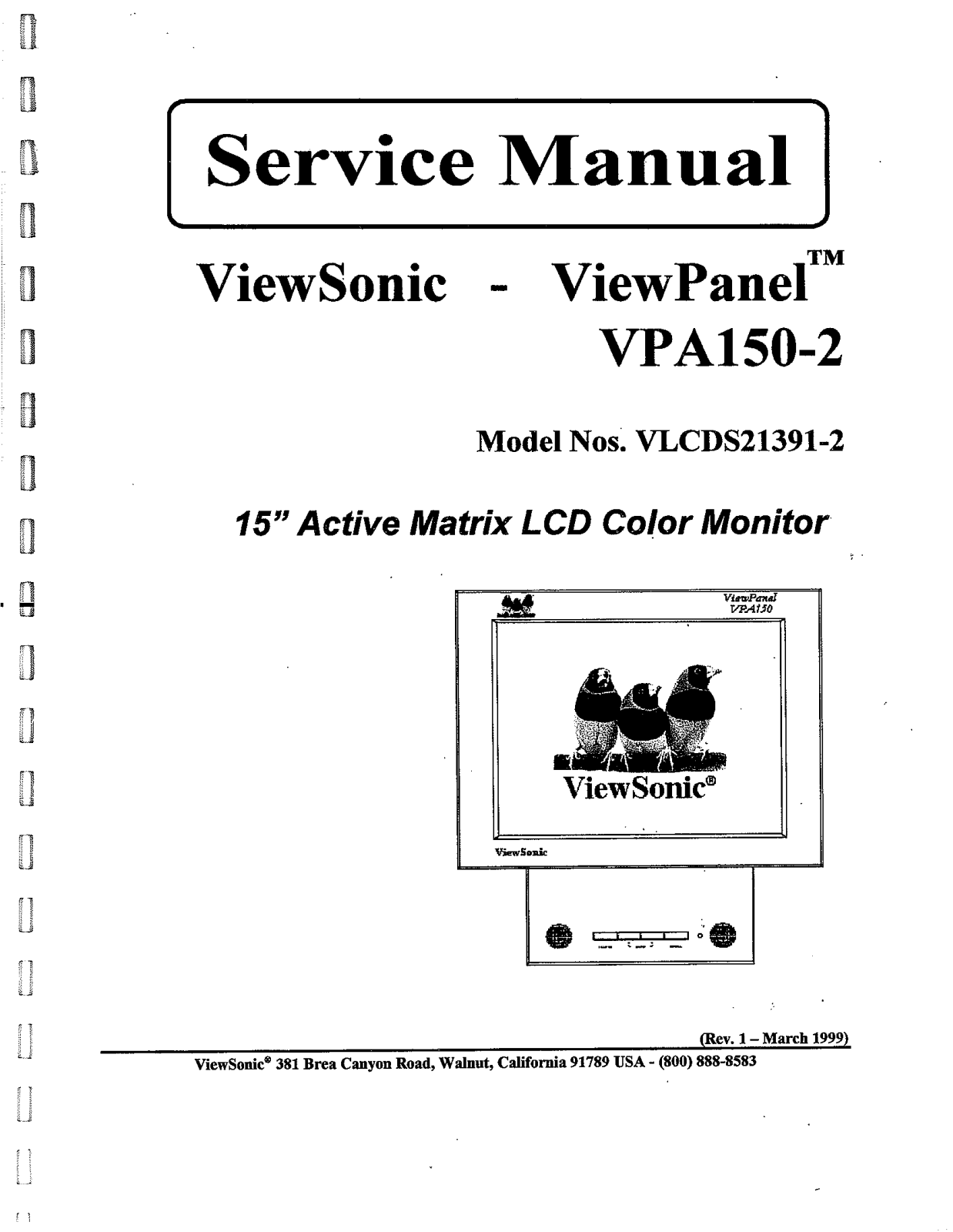 ViewSonic VPA150-2, VLCDS21391-2 Service manual