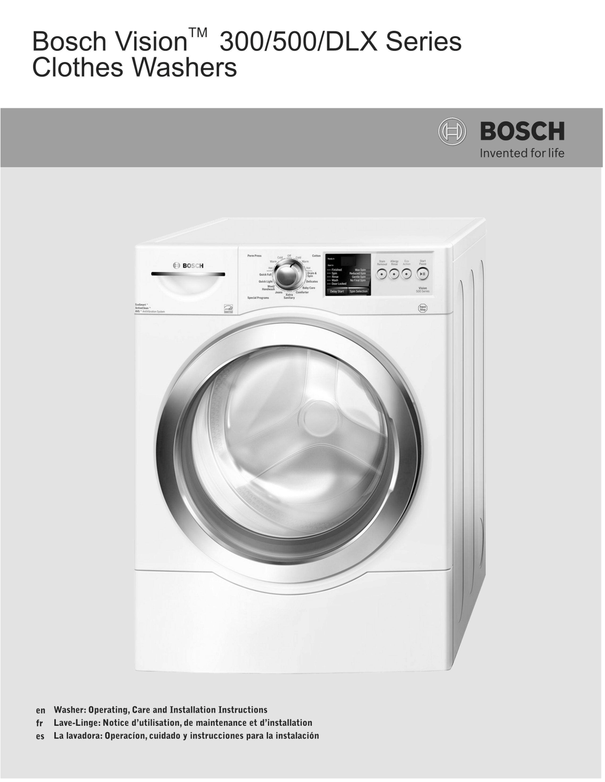 BOSCH WFVC5440UC User Manual