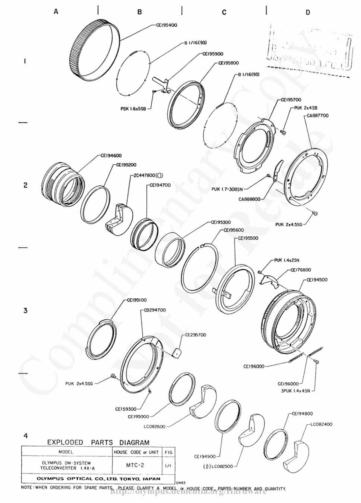 OLYMPUS 1.4X-A Service Manual