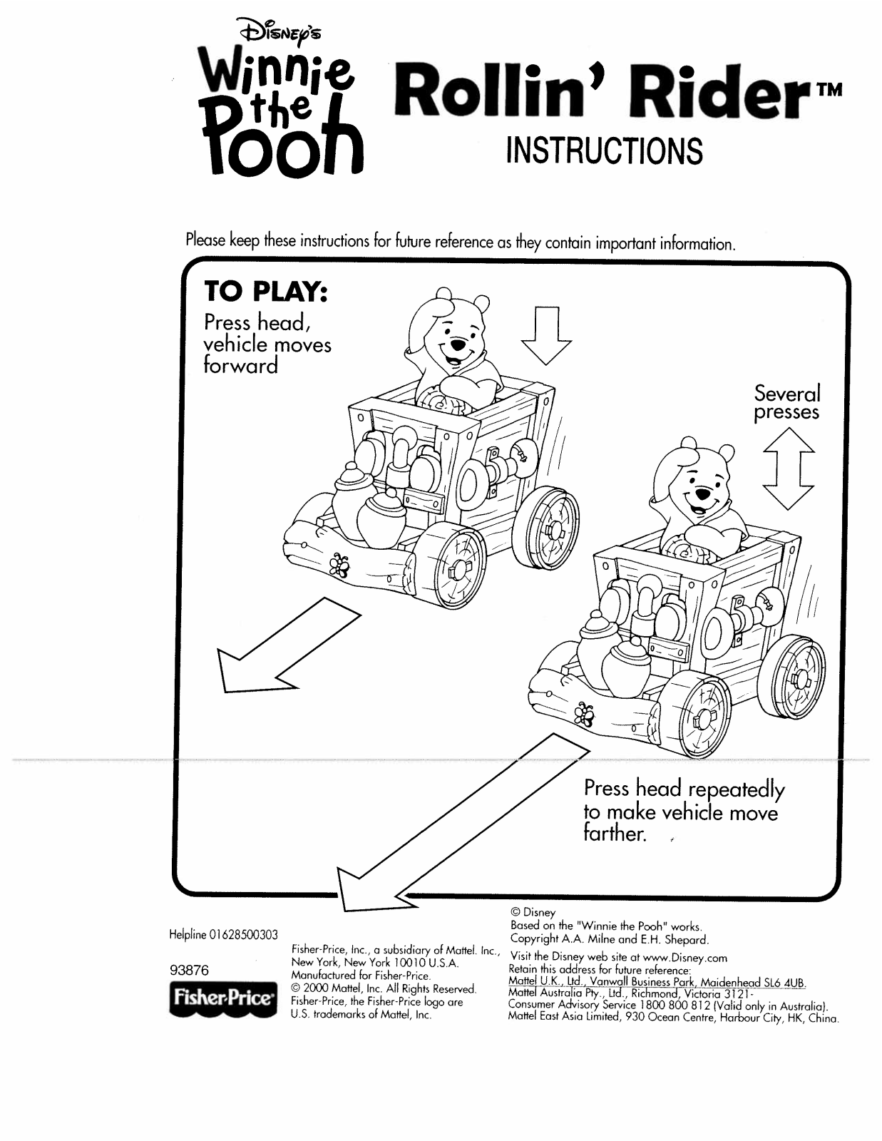 Fisher-Price 93876 Instruction Sheet