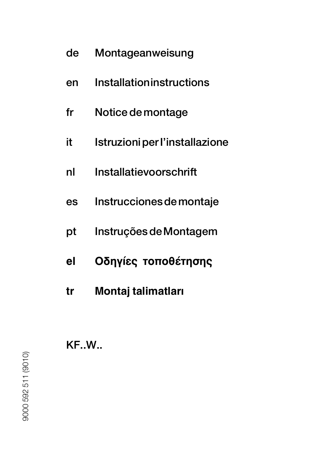 Siemens KF18WA41IE INSTALLATION INSTRUCTIONS