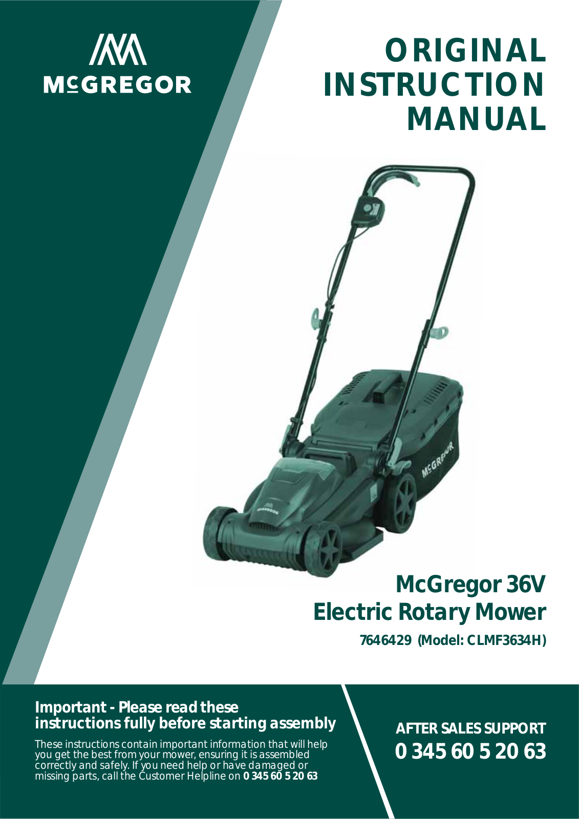 McGregor MCR3634 Instruction manual