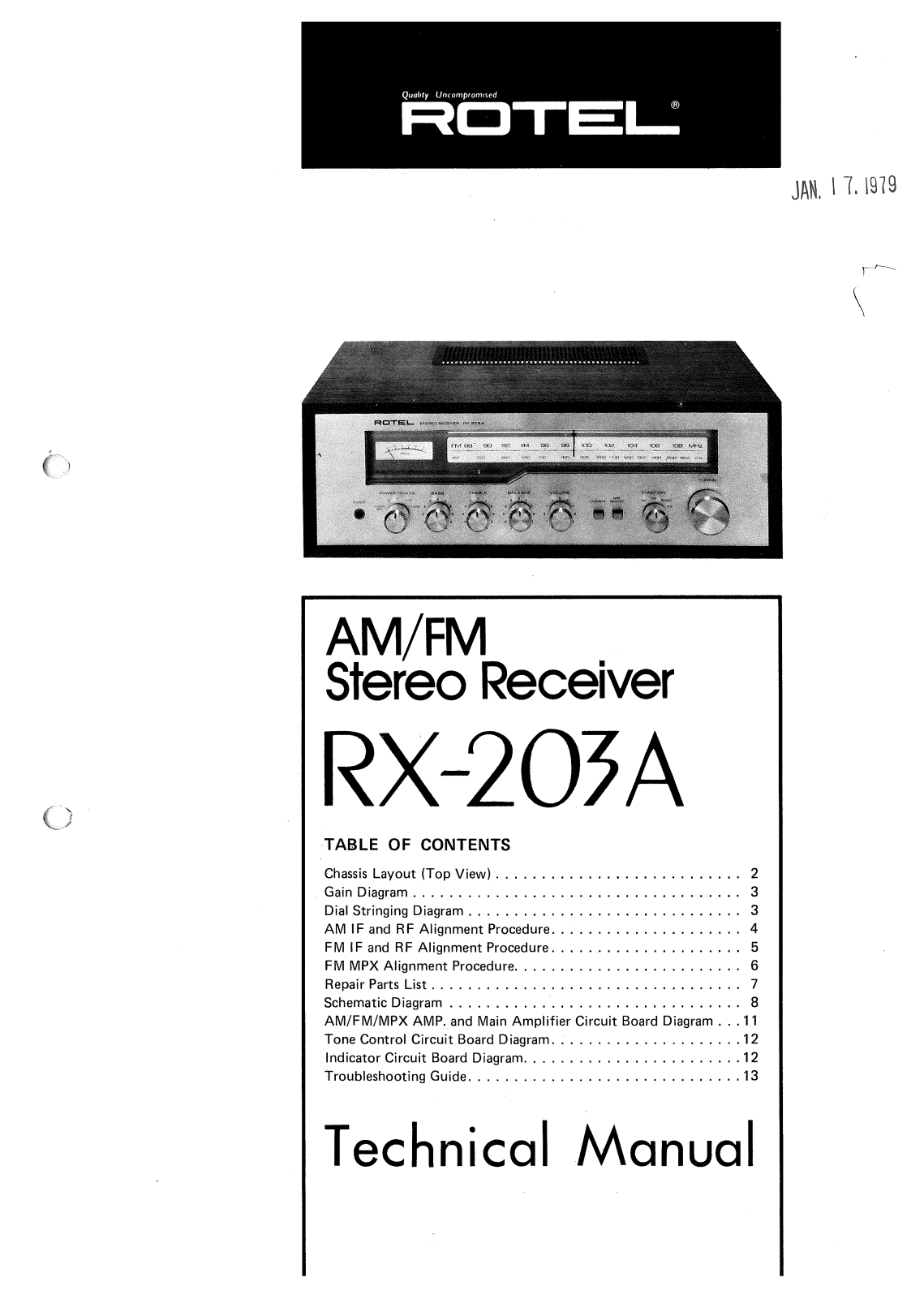 Rotel RX-203-A Service manual