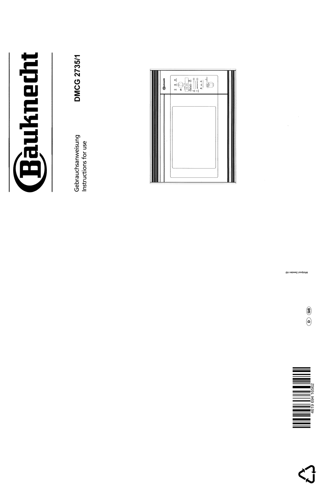 Whirlpool DMCG 2735 WS, DMCG 2735 IX, DMCG 2735 SW INSTRUCTION FOR USE