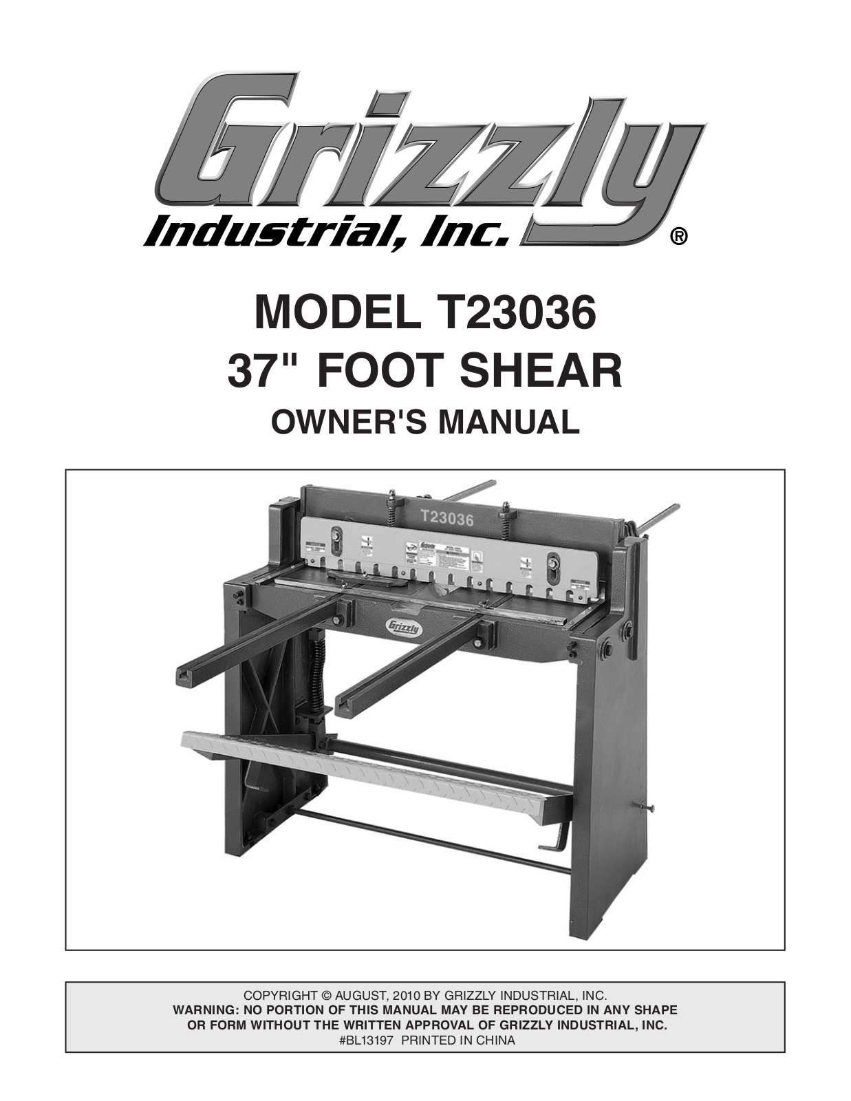 Grizzly T23036 User Manual