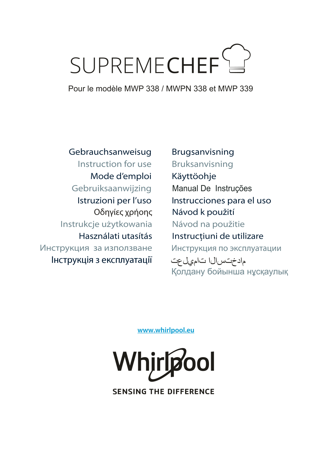 WHIRLPOOL MWPN 338 SB User Manual