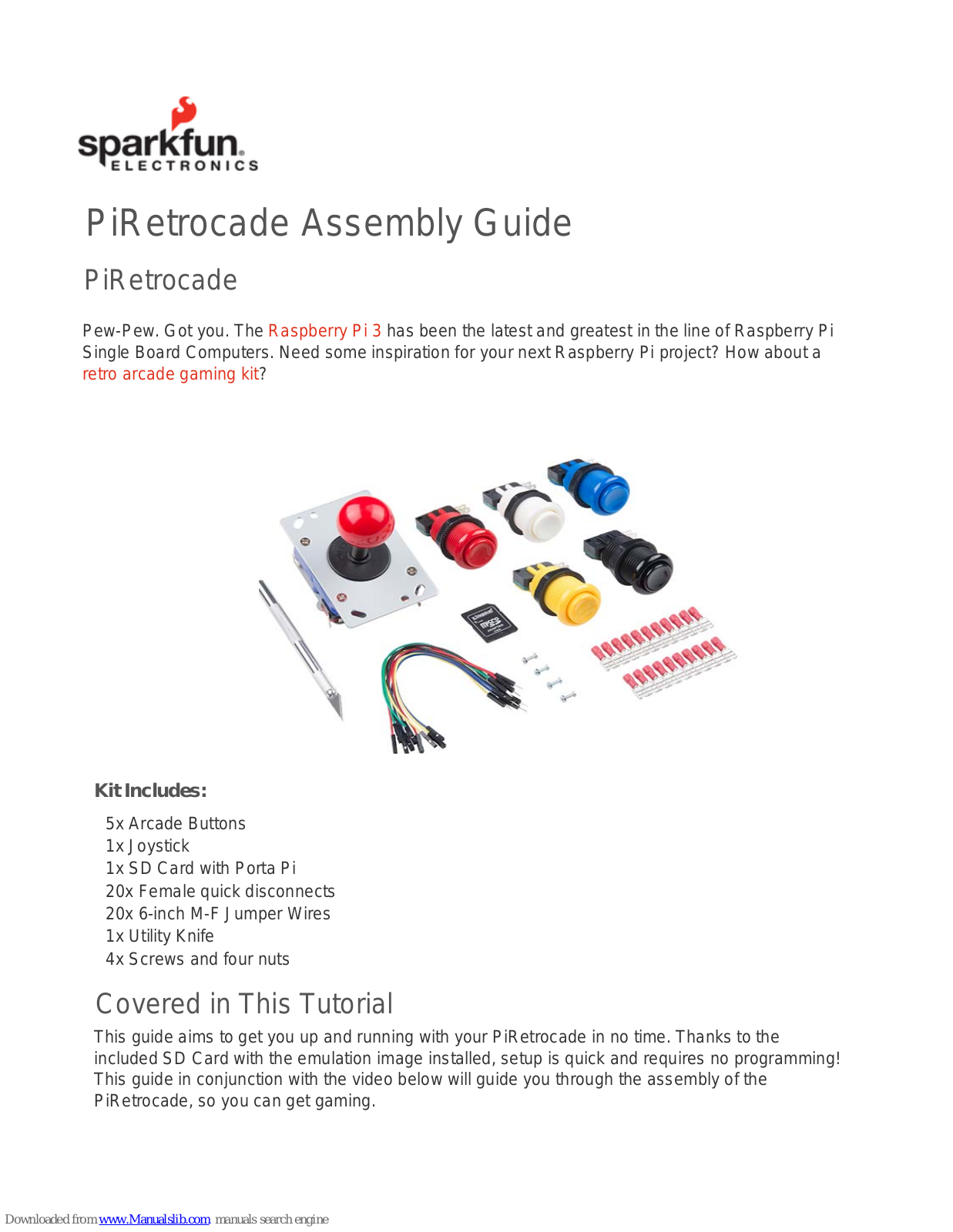 Sparkfun Electronics PiRetrocade Assembly Manual - ManualMachine.com